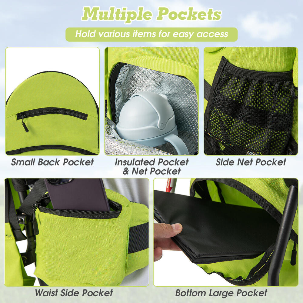 Great Choice Products Baby Backpack Carrier Toddler Foldable Aluminum Bracket For Hiking With Pockets