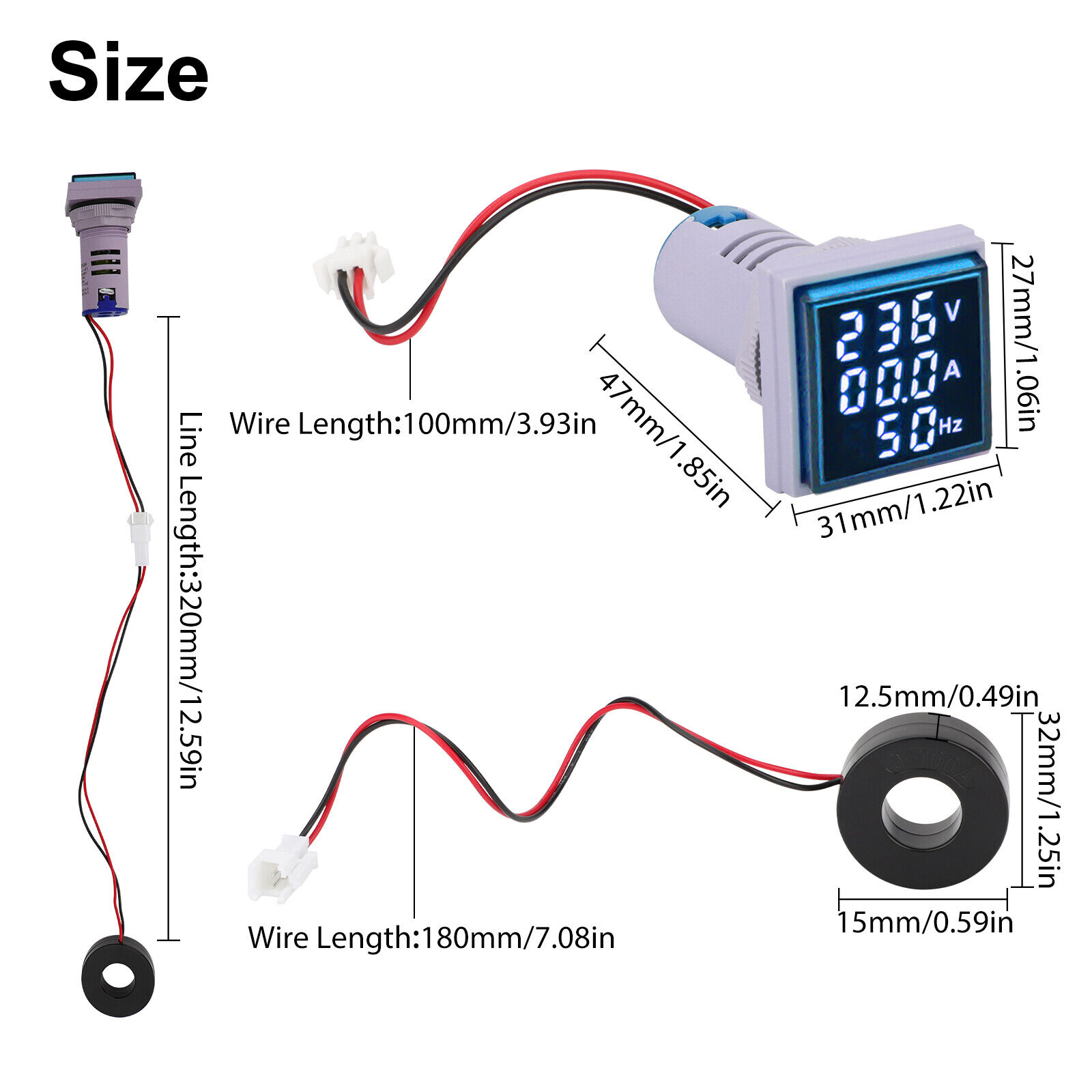 Great Choice Products 2X Ac 60-500V 0-100A 22Mm 3 In 1 Voltmeter Ammeter Led Digital Volt/Amp Meter