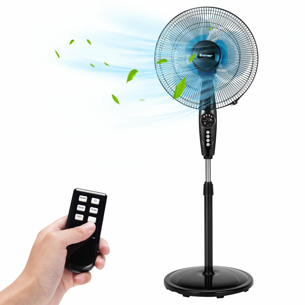 Great Choice Products 16" Oscillating Pedestal Fan Dual Blades W/ Remote Control Adjustable