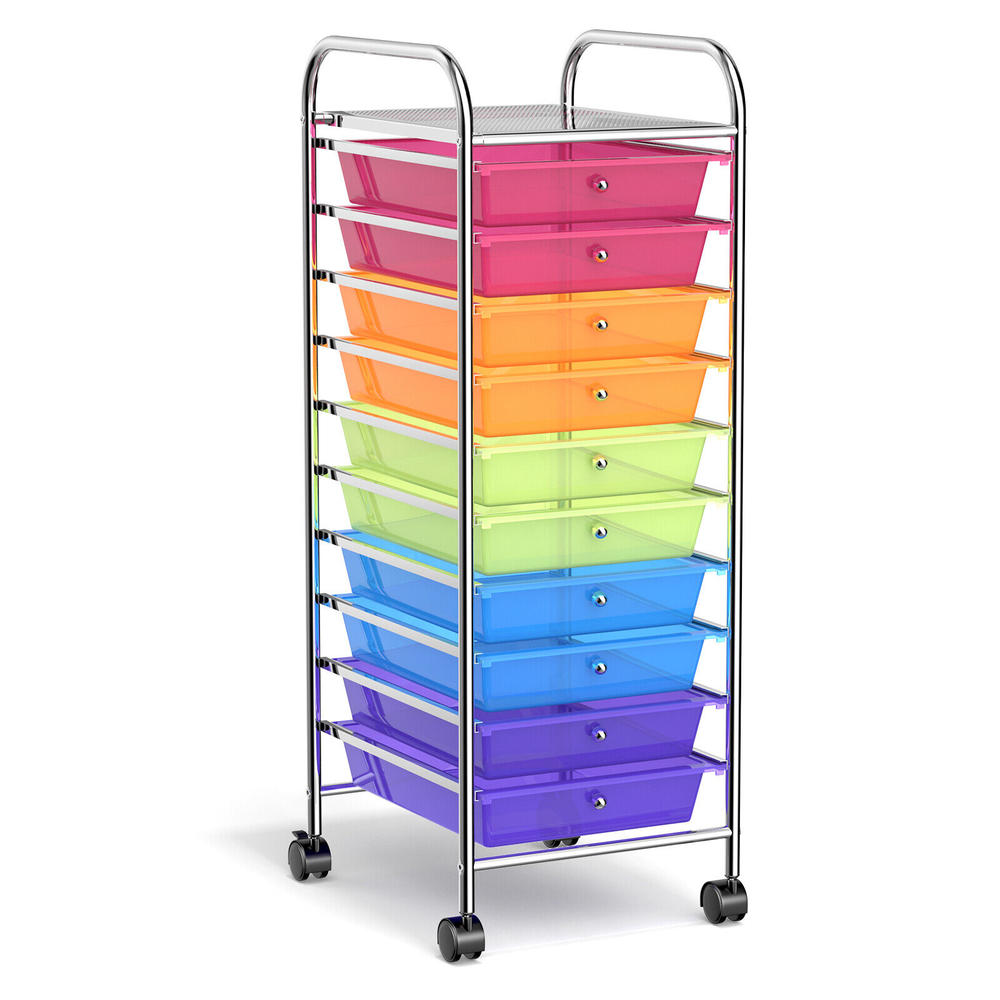 Great Choice Products Rainbow 10 Drawer Rolling Storage Cart Scrapbook Home Office School Organizer