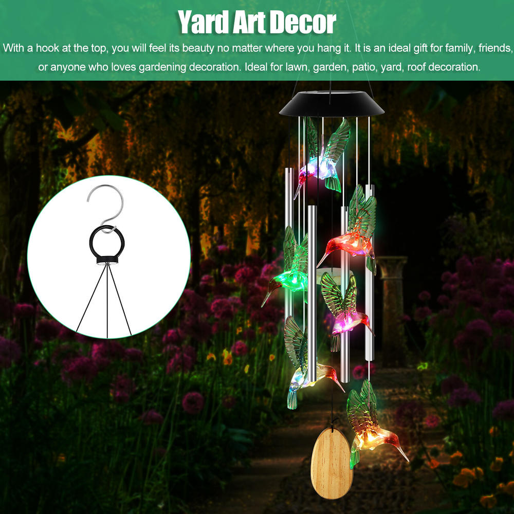 Solar Sun Moon Wind Chimes, Outdoor Waterproof Mobile Romantic LED Multi Solar E - Foto 4