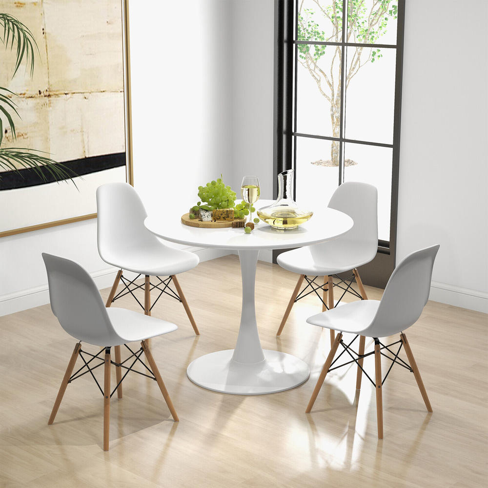 Great Choice Products Modern 5 Pcs Dining Set Round Dining Table 4 Chairs For Small Space Kitchen