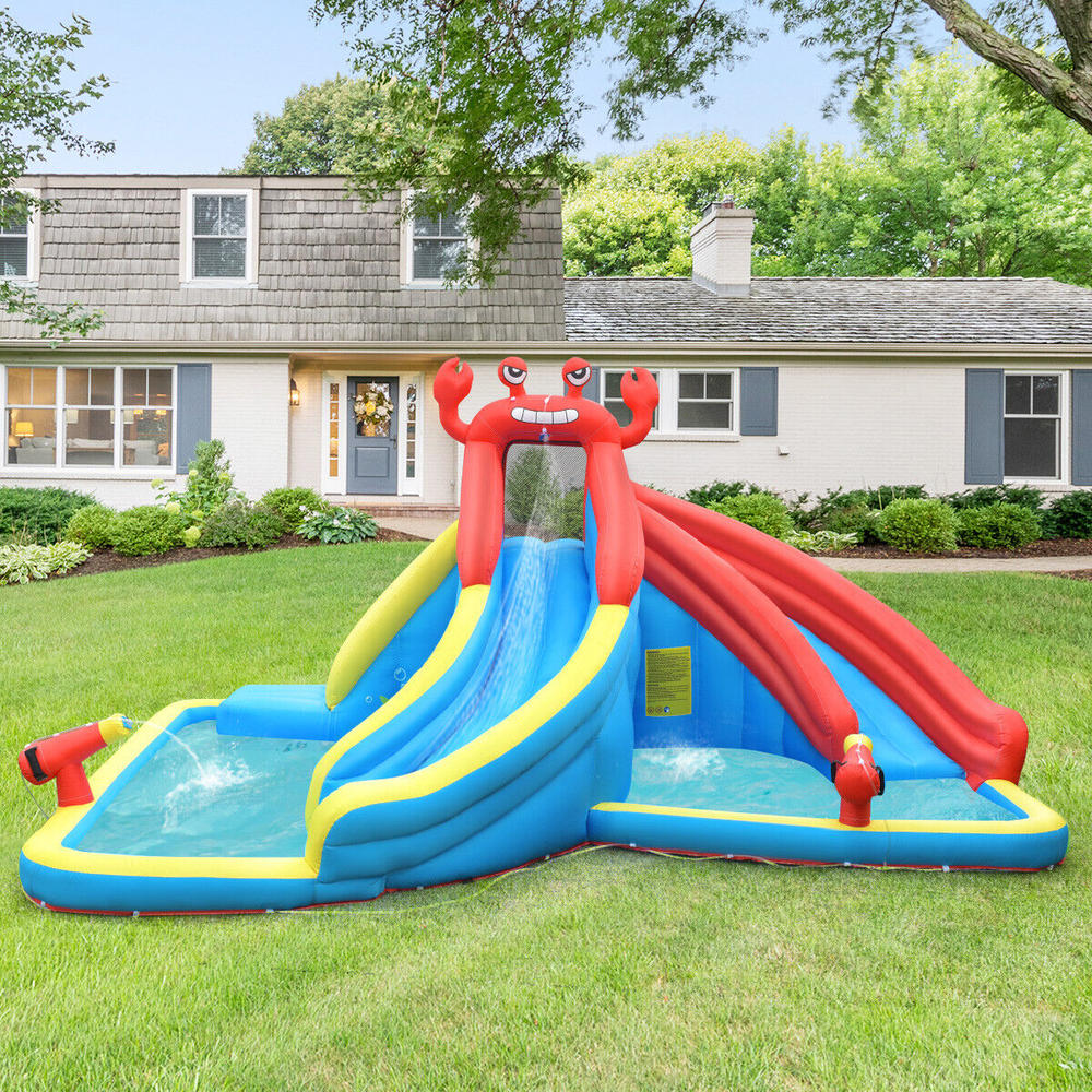 Great Choice Products Inflatable Water Slide Crab Dual Slide Bounce House Splash Pool With 750W Blower