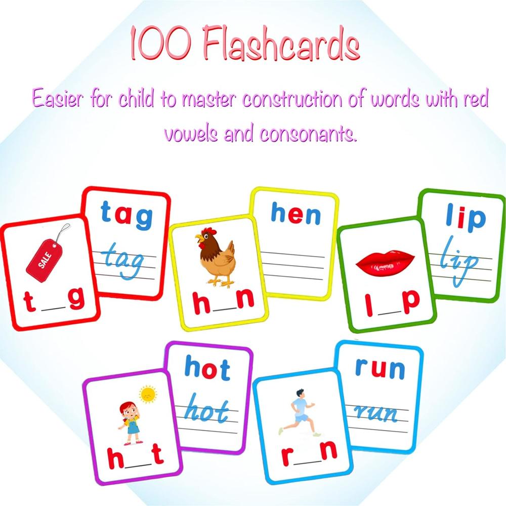 Great Choice Products 100 Short Vowel Spelling Flashcards, Handwriting Cards Learn To Write Cvc Sight Words Cvc Words Games For Kindergarten L…