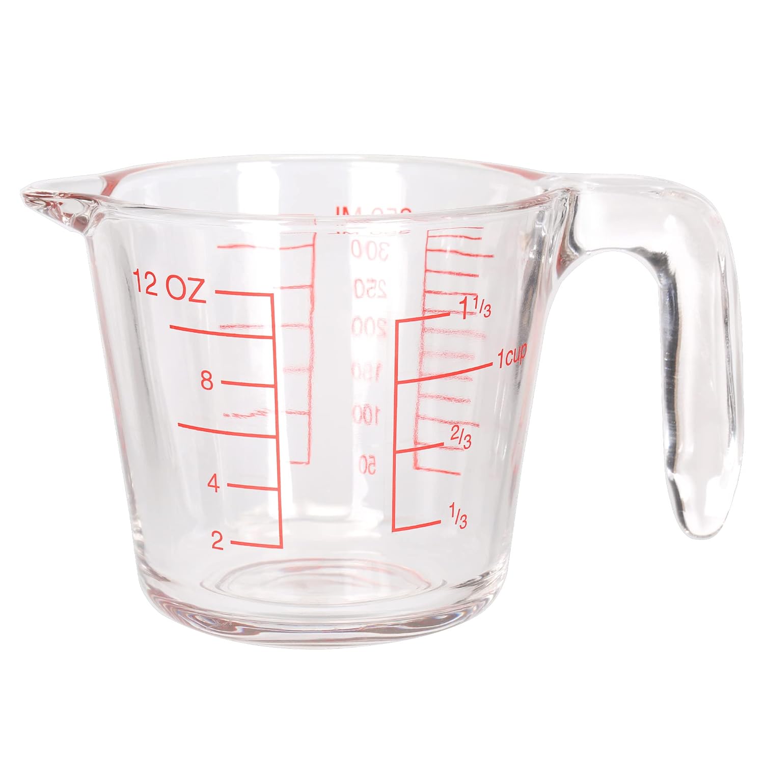 Great Choice Products 12 Oz Measuring Cup 1½ Cup Glass, Clear, Red