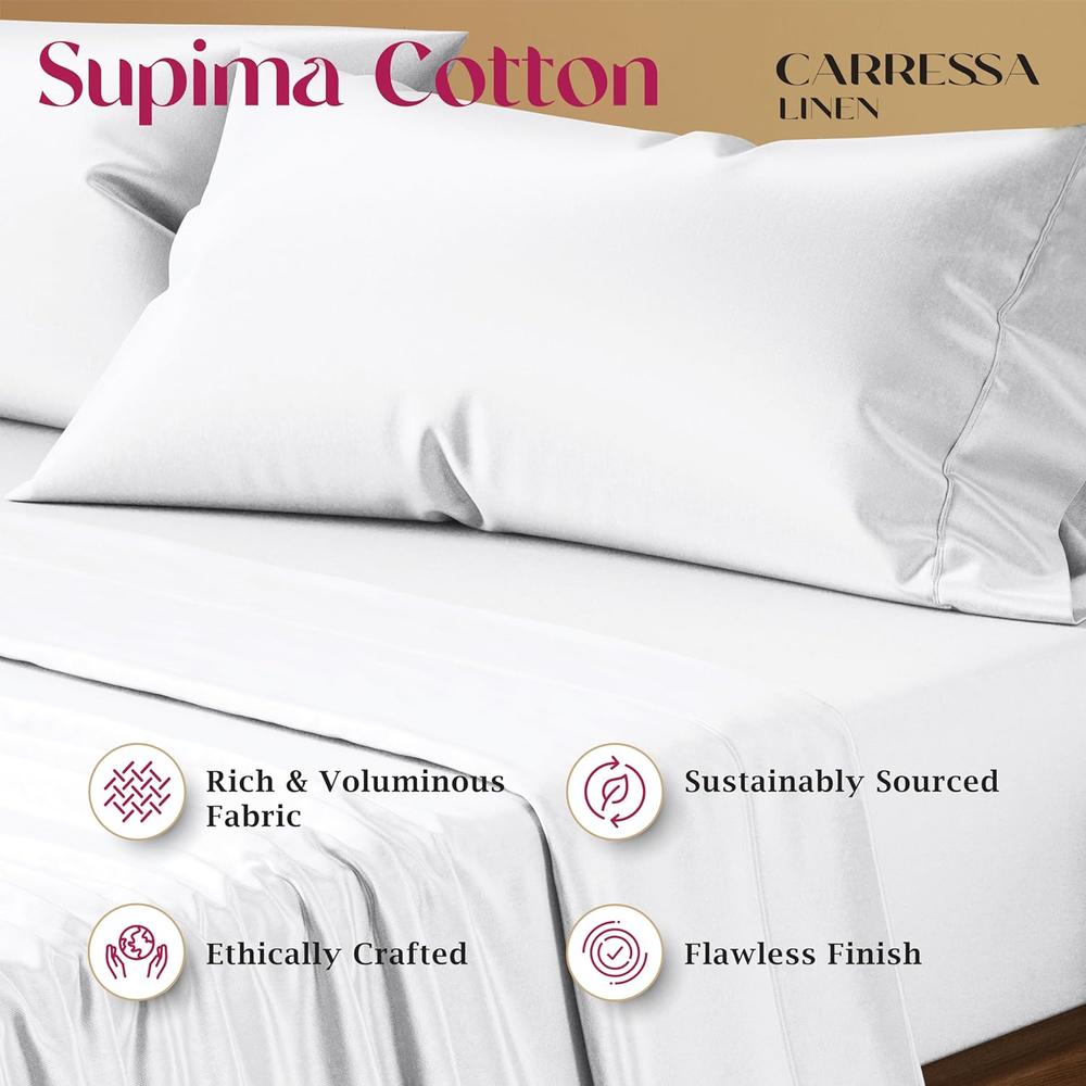 Great Choice Products 1200 Thread Count American Supima Cotton Sheets Set Of 2 Standard Pillow Cases, Luxury Smooth Solid Sateen, Hotel Bright…