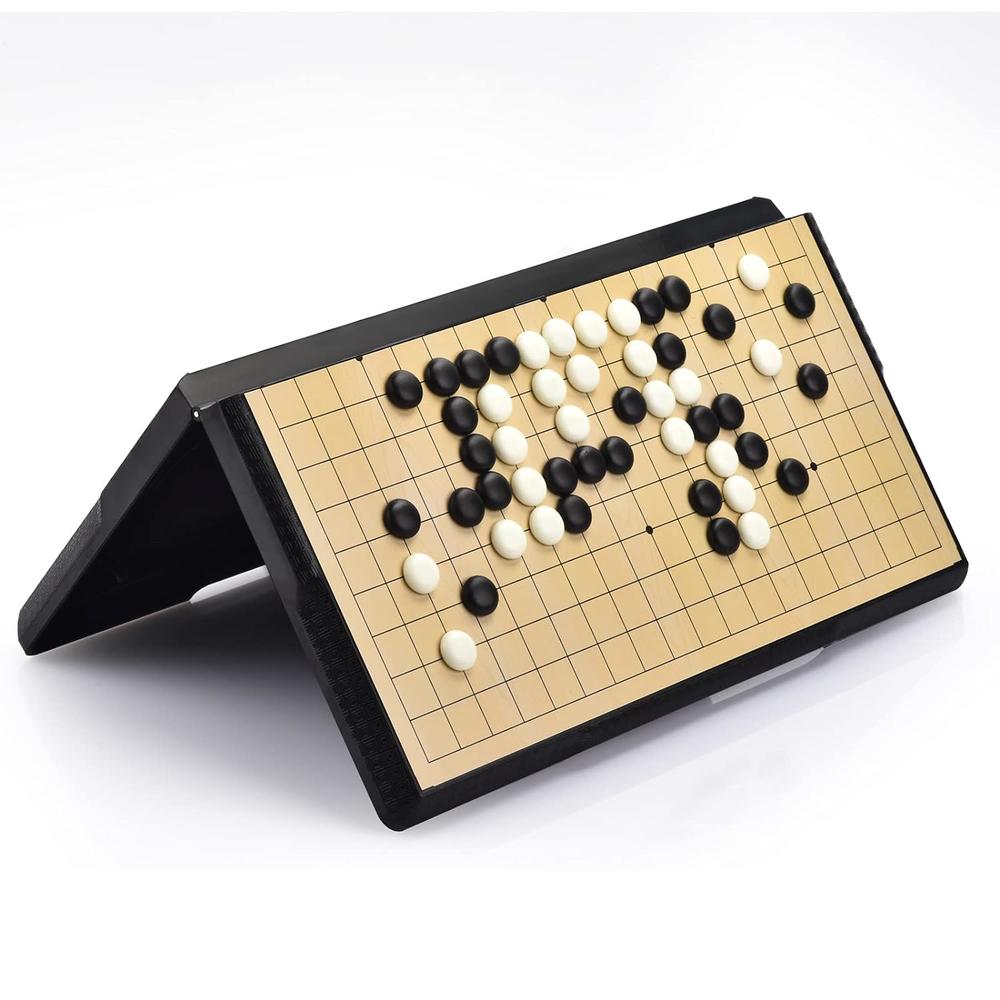 Great Choice Products 19X19 Go Board Game Set With Large Folding Travel Board (11.3-Inch) And Magnetic Plastic Stones Strategy Weiqi Games