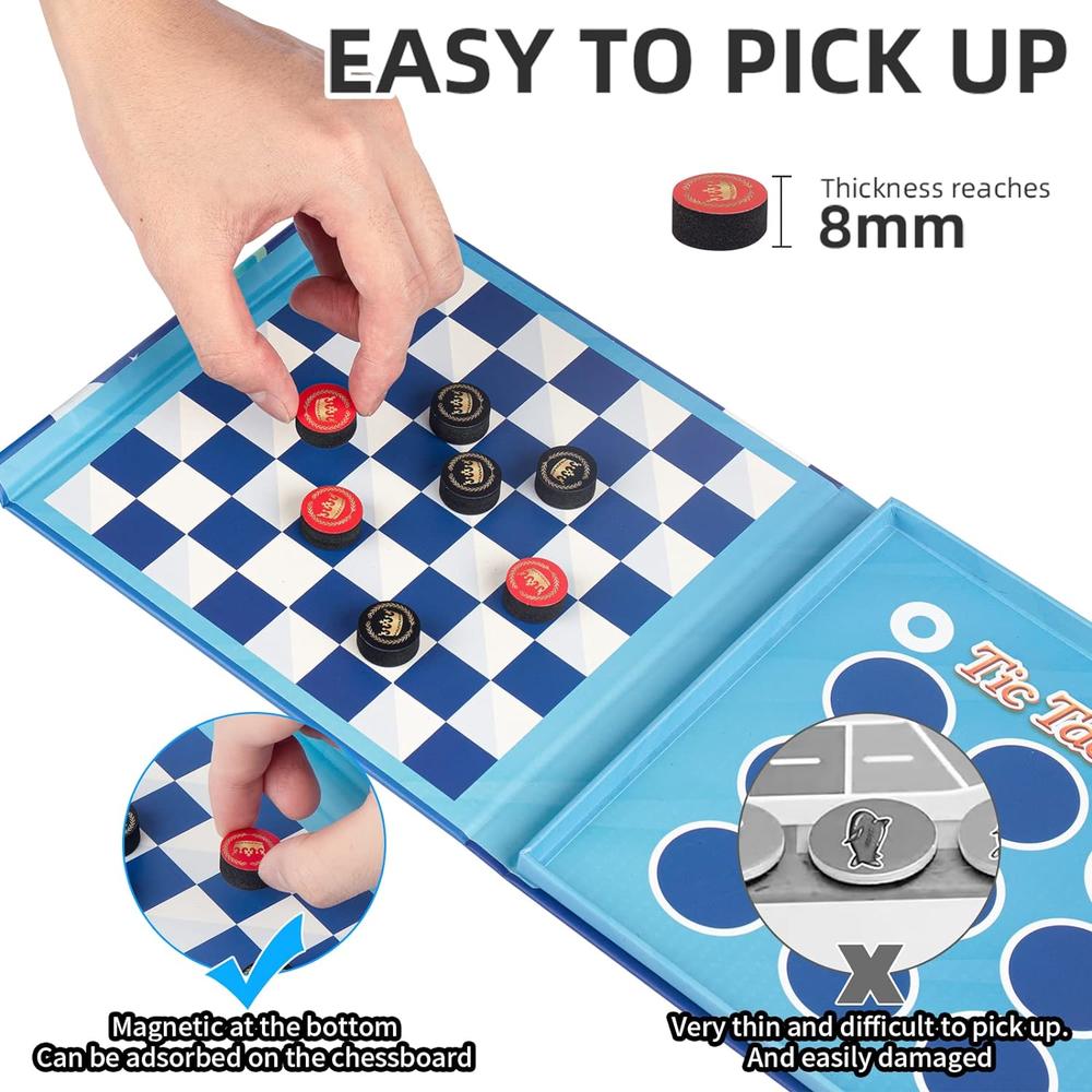Great Choice Products 2 In 1 Checkers Sets Travel Toys Magnetic Travel Games Foam Checker Pieces Young Kids Family Board Game (Checkers&Tic-Ta…