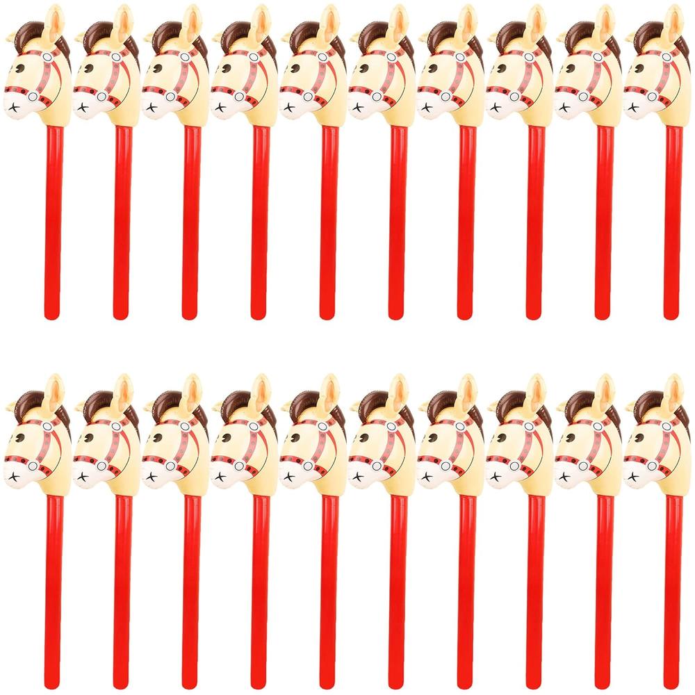 Great Choice Products 20 Pack Inflatable Stick Horse Inflatable Cowgirl Stick Inflatable Horse Head Stick For Festival Cowboy Themed Party Dec…