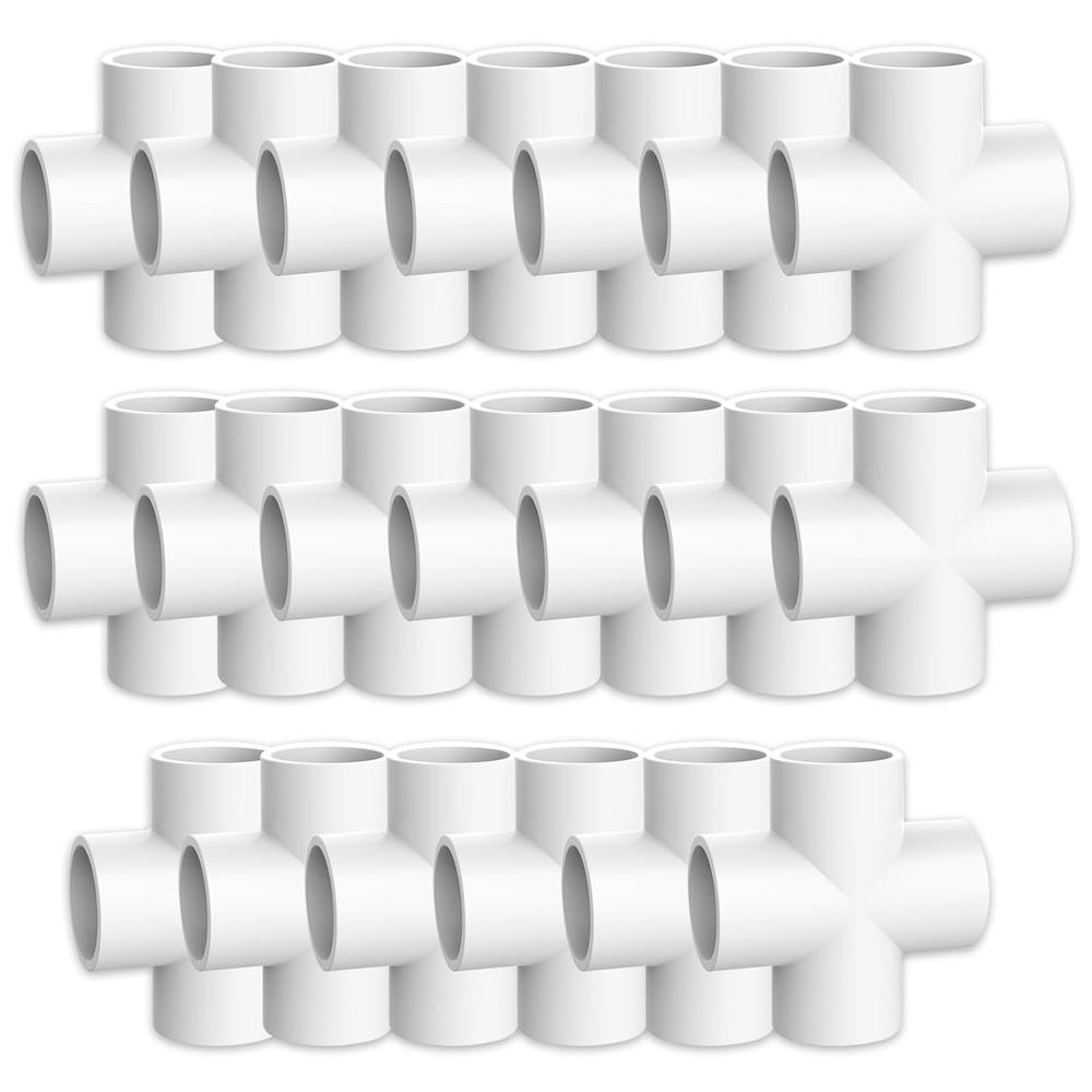 Great Choice Products 20Pcs 4 Way Cross Pvc Fittings, 1-2Inch Heavy Duty Pvc Pipe Fitting Pvc Furniture Grade Fitting Connector For Water Supp…