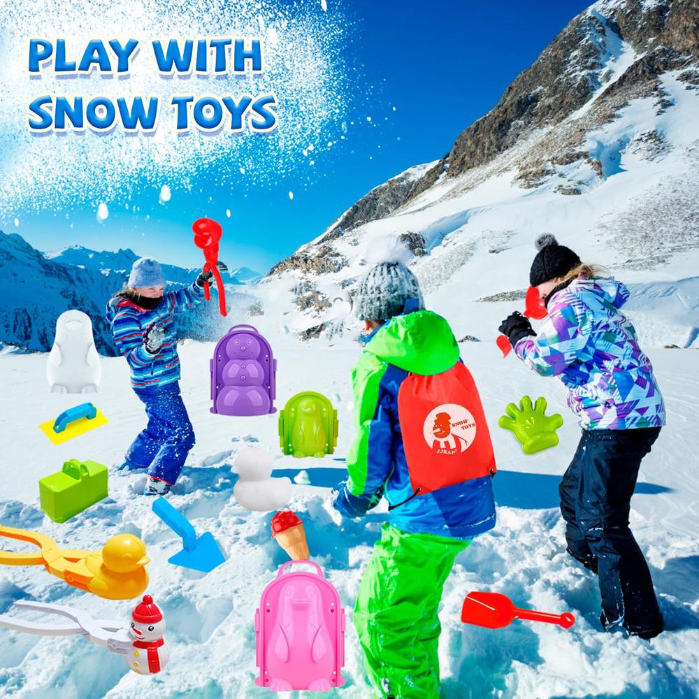 Great Choice Products 23Pcs Snow Toys Snowball Maker Tool Winter Snow Toys  Kit With Handle For Snow Ball Shapes Maker Fights Duck For Kids Tod…