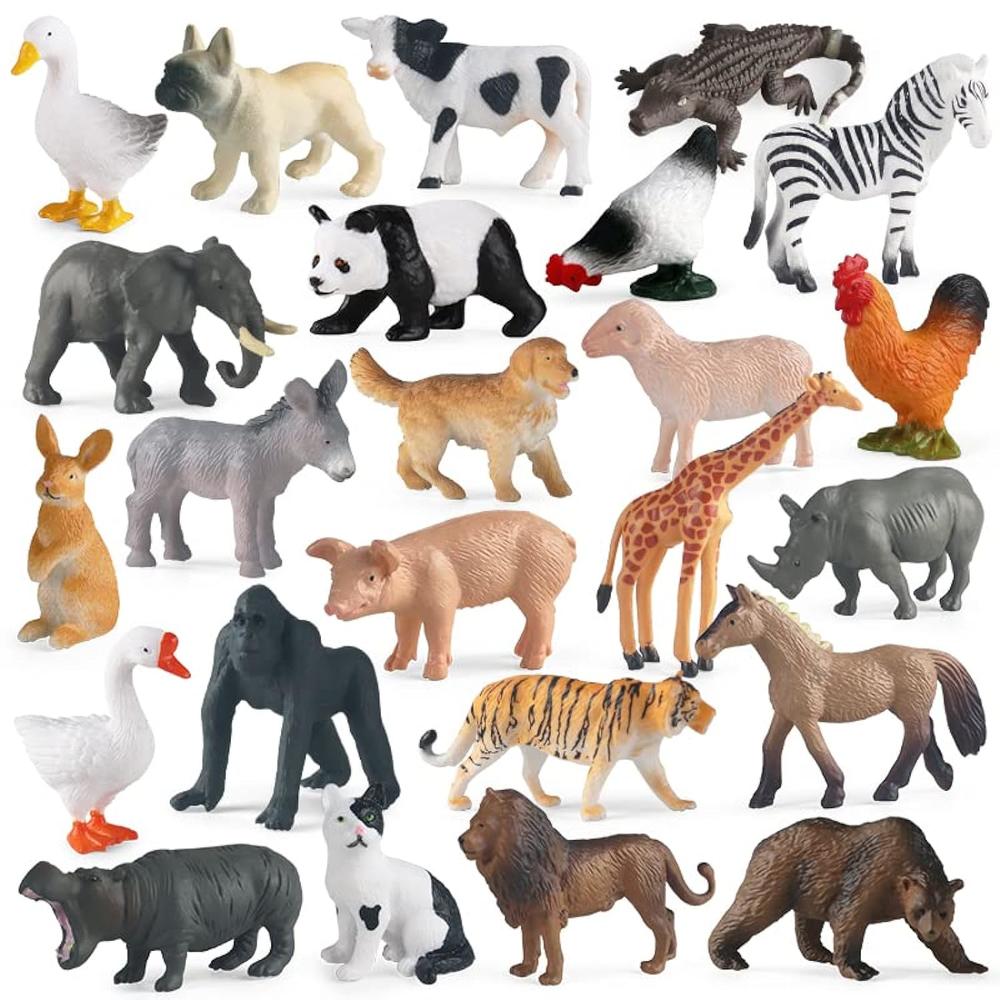 Great Choice Products 24 Pcs Mini Animal Toys Figures, Farm Animal Toys & Safari Animal Figures, Realistic Animal Figurines Cake Topper Party …