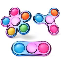 Great Choice Products 3 Pcs Pop Simple Fidget Spinner, Dazzled Color Push Bubble Fidget Spinners Toys, Pop Bubble Rainbow Fidget Spinners Toys…