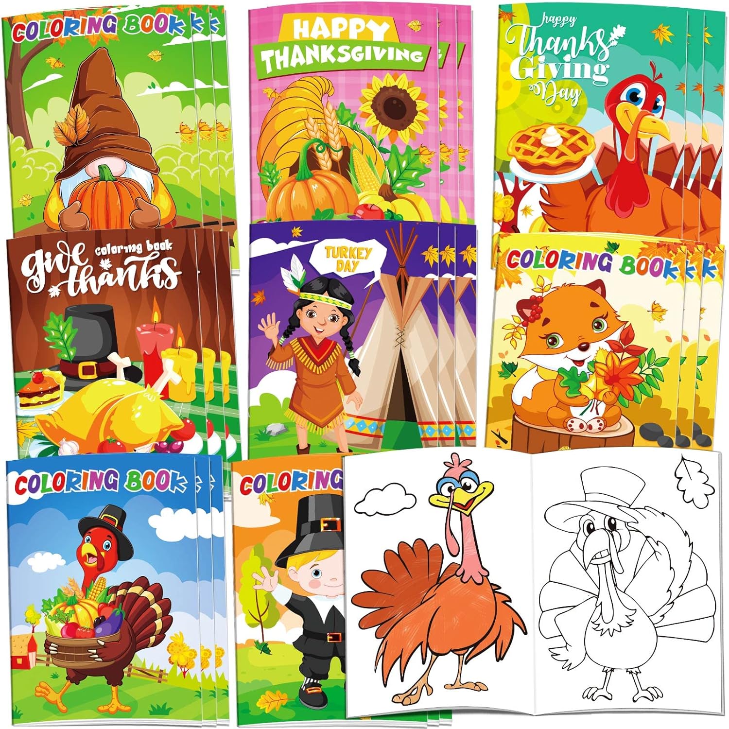 Great Choice Products 32Pcs Thanksgiving Coloring Books Kids - Thanksgiving Coloring Book For Kids Indoor Activities At Home Party Favors Gift…