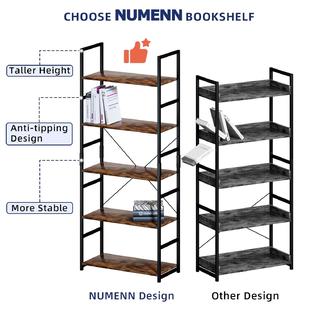 Great Choice Products 5 Tier Bookshelf, Tall Bookcase Shelf