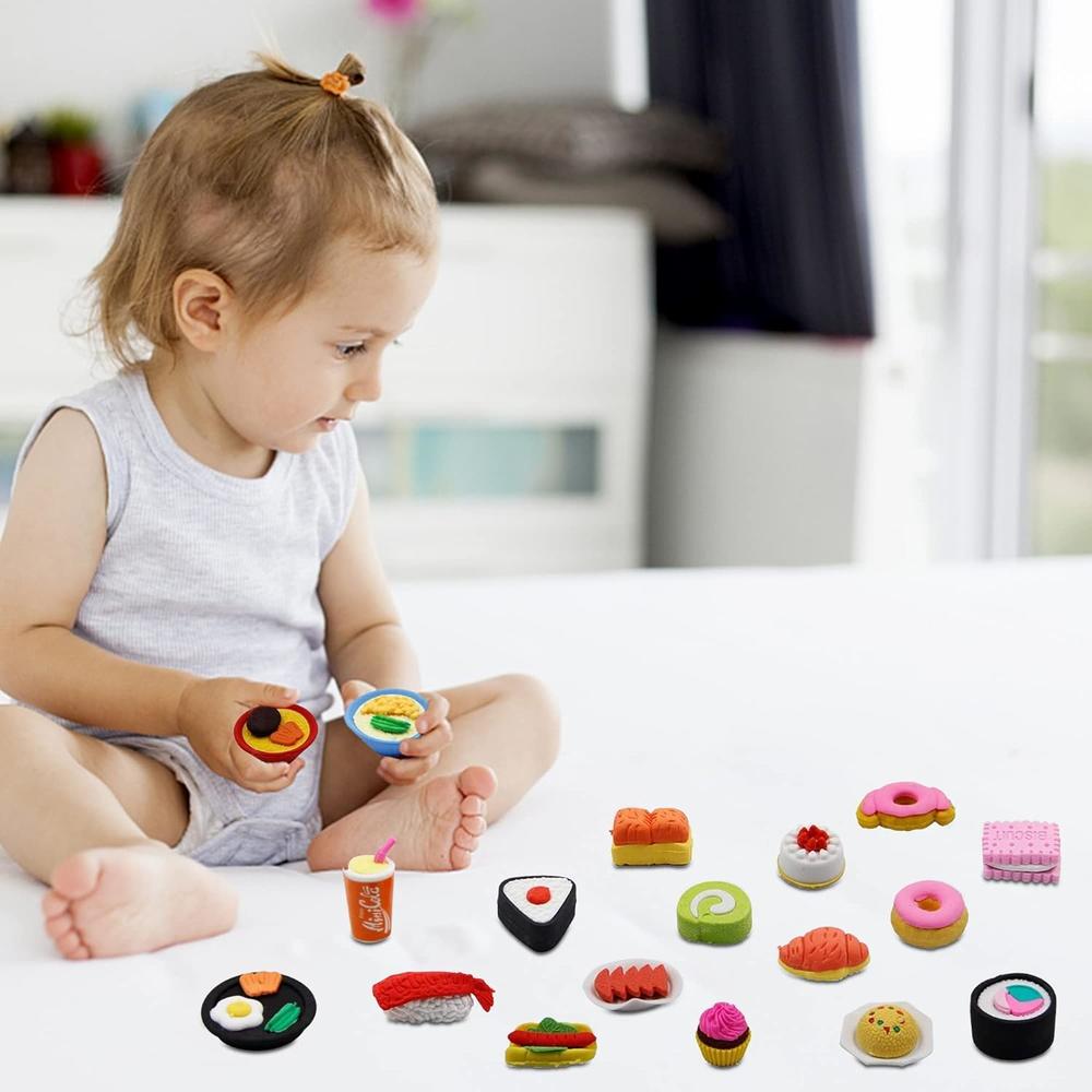 Great Choice Products 72 Pcs Assorted Food Pencil Erasers Toy Set, Cake Dessert Fruit Puzzle Erasers Toys For Kids Reward Party Favors (Food)