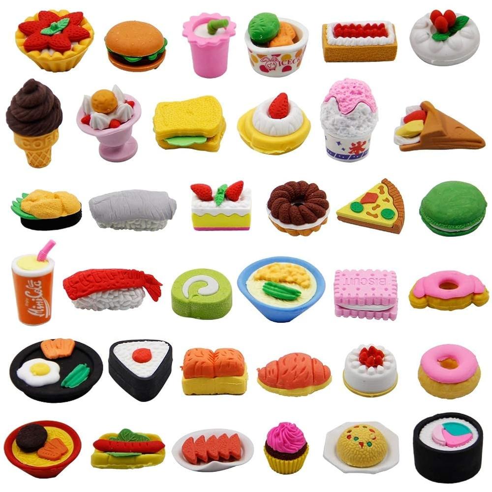 Great Choice Products 72 Pcs Assorted Food Pencil Erasers Toy Set, Cake Dessert Fruit Puzzle Erasers Toys For Kids Reward Party Favors (Food)