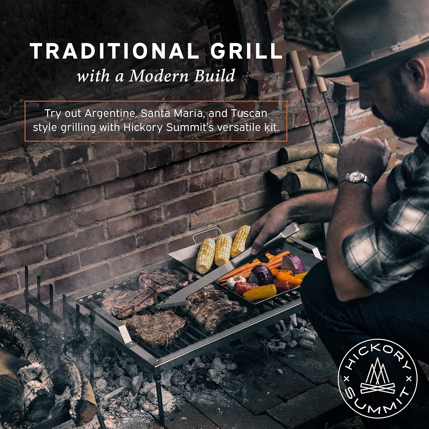 Great Choice Products Argentine Grill - Argentinian Gaucho Grill - Santa Maria Grill - Argentinian Parrilla Set With All Tools Included - Bbq …