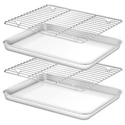 Great Choice Products Baking Sheet With Rack Set [2 Sheets + 2 Racks], Stainless Steel Cookie Half Sheets Baking Pan Oven Tray With Cooling Ra…