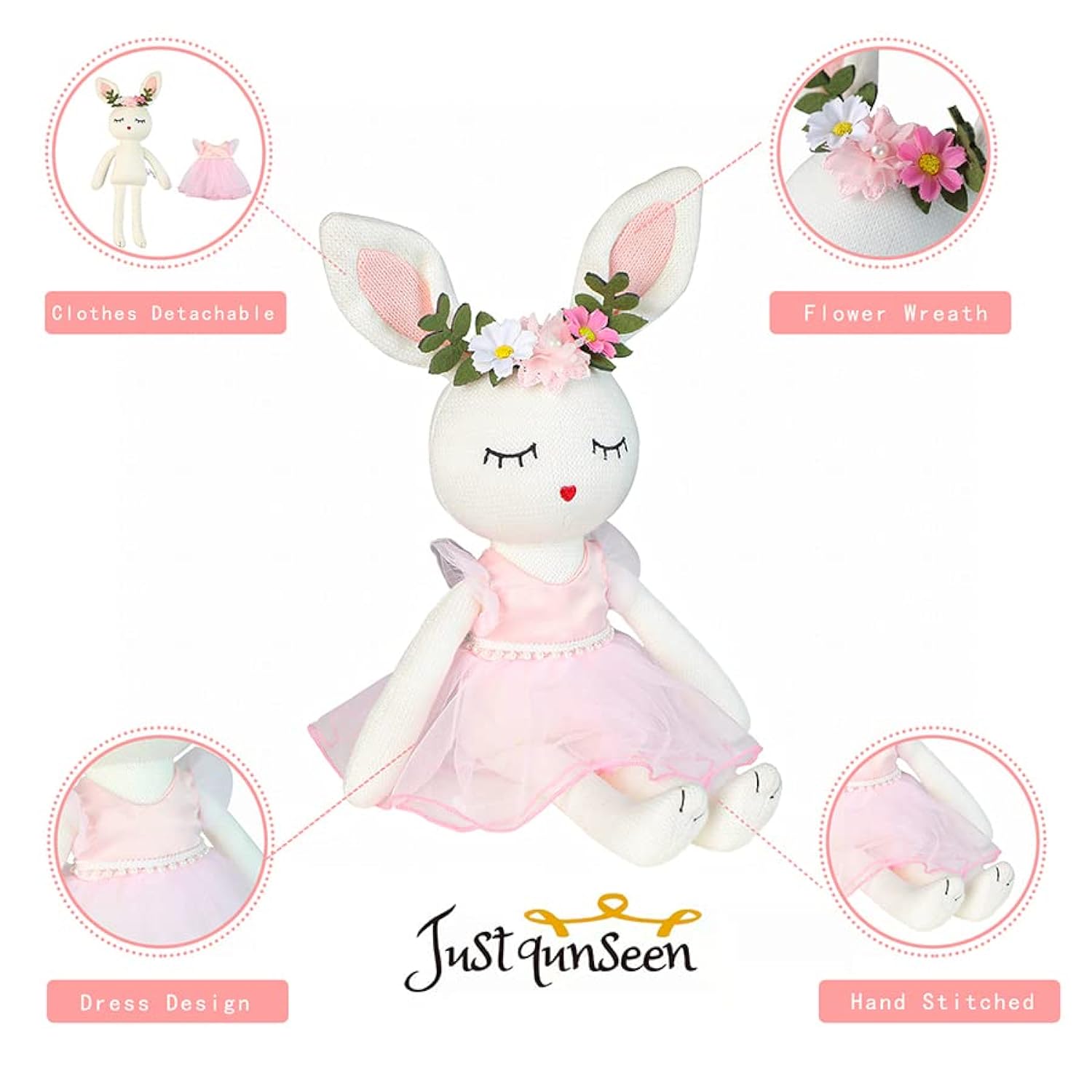 Great Choice Products Ballerina Doll Handmade Stuffed Animal Bunny Stuffed Animal Bunny Plush Animal Doll, Plush Toy Bunny Stuffed Animals For…
