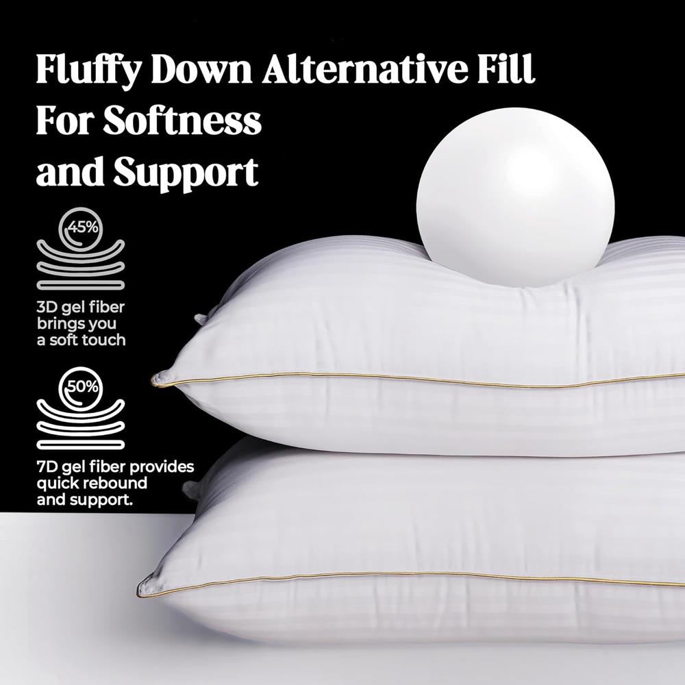 Great Choice Products Bed Pillows, Hotel Pillows Standard Size Set Of 2, Soft Down Alternative Pillow For Side Sleepers, Back Or Stomach Sleep