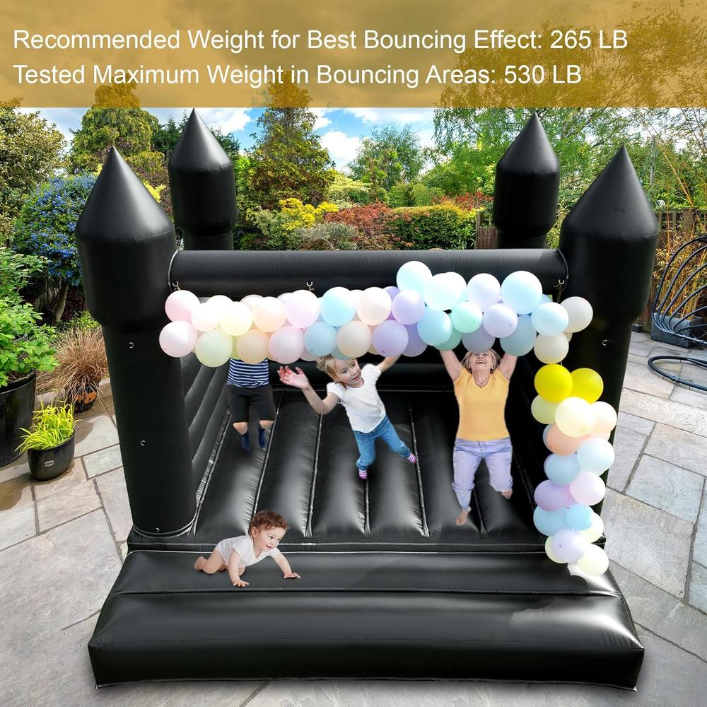 Great Choice Products Black Bounce House Castle With Air Blower, Inflatable Jumper Bounce House With Pool, Large Bouncy House 100% Pvc Wedding…