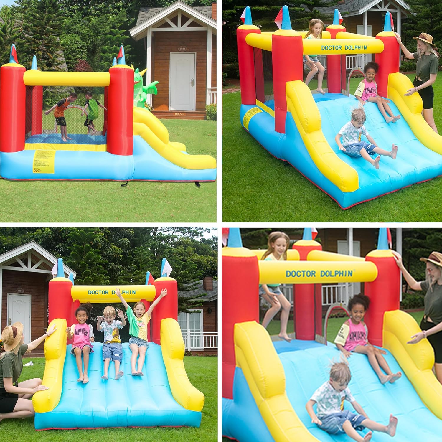Great Choice Products Bounce House Inflatable Slide Bounce Castle With Blower Bouncy Play House For Kids 2-12, Indoor Or Outdoor For Wet & Dry
