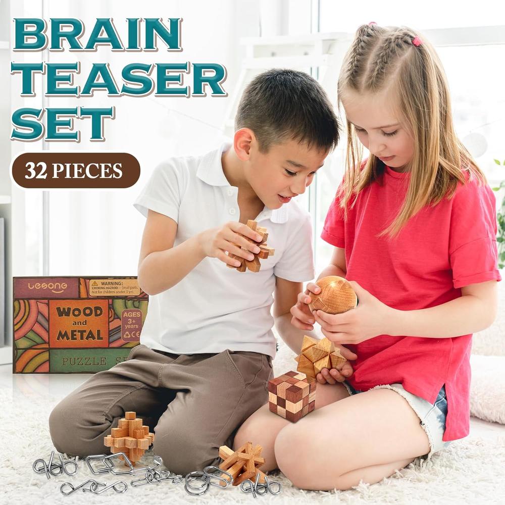 Great Choice Products Brain Teaser Wooden Metal Puzzles - Stocking Stuffers Brain Teaser Disentanglement Iron Link Unlock Interlock Game Chine…