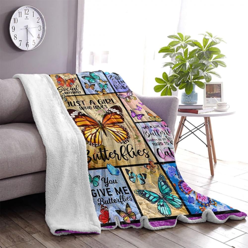 Great Choice Products Butterfly Blanket, Butterfly Gifts For Women Girls, Butterfly Decor, Butterflies Gifts For Womens, Gifts For Butterfly L…