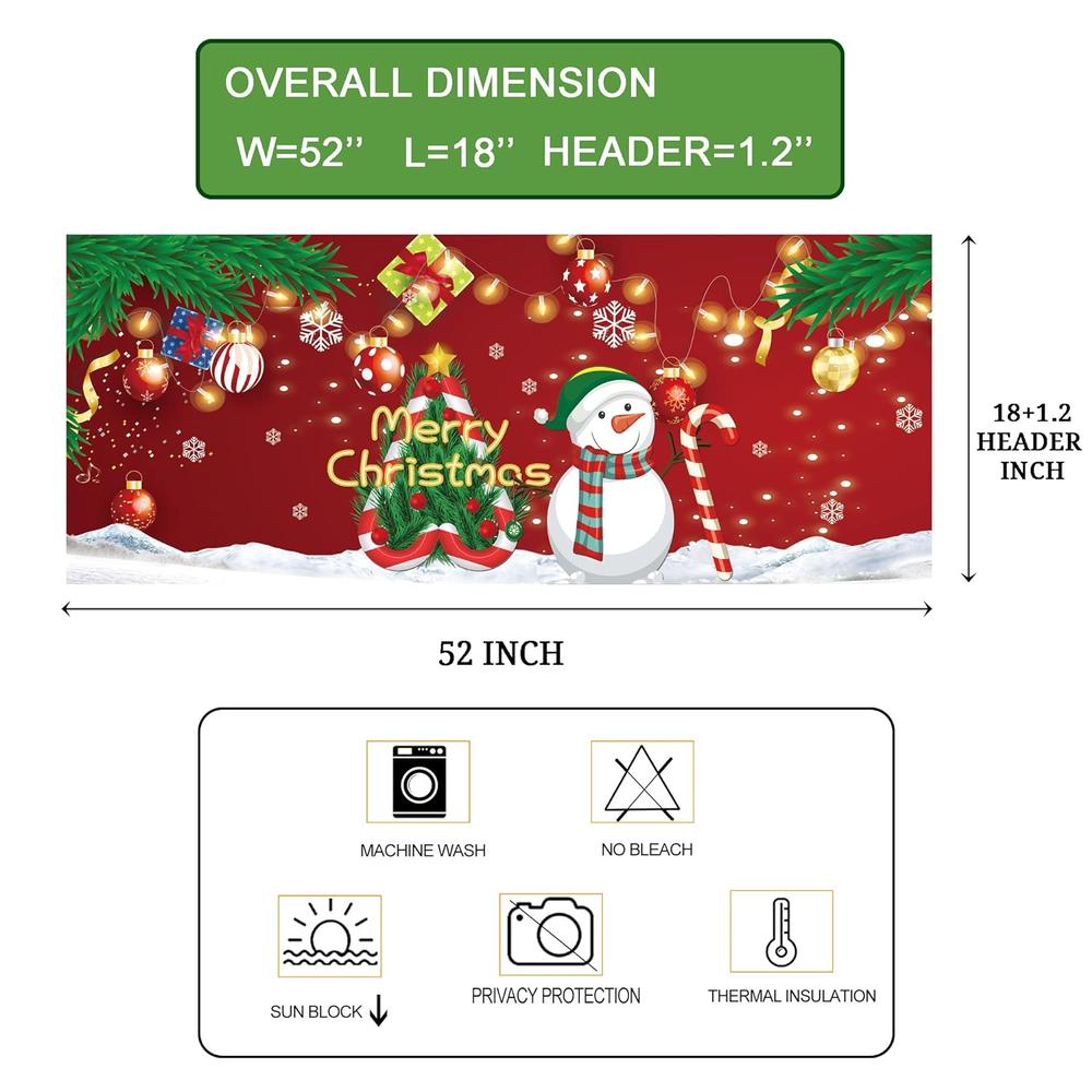 Great Choice Products Christmas Tree And Snowman Kitchen Window Valances Merry Christmas Candy Stick Home Window Treatment Topper Decoration W…