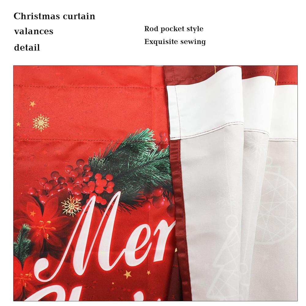 Great Choice Products Christmas Wreath Red Windows Valances Christmas Star Deer Ornament Kitchen Short Curtain Valances With Rod Pocket Merry …
