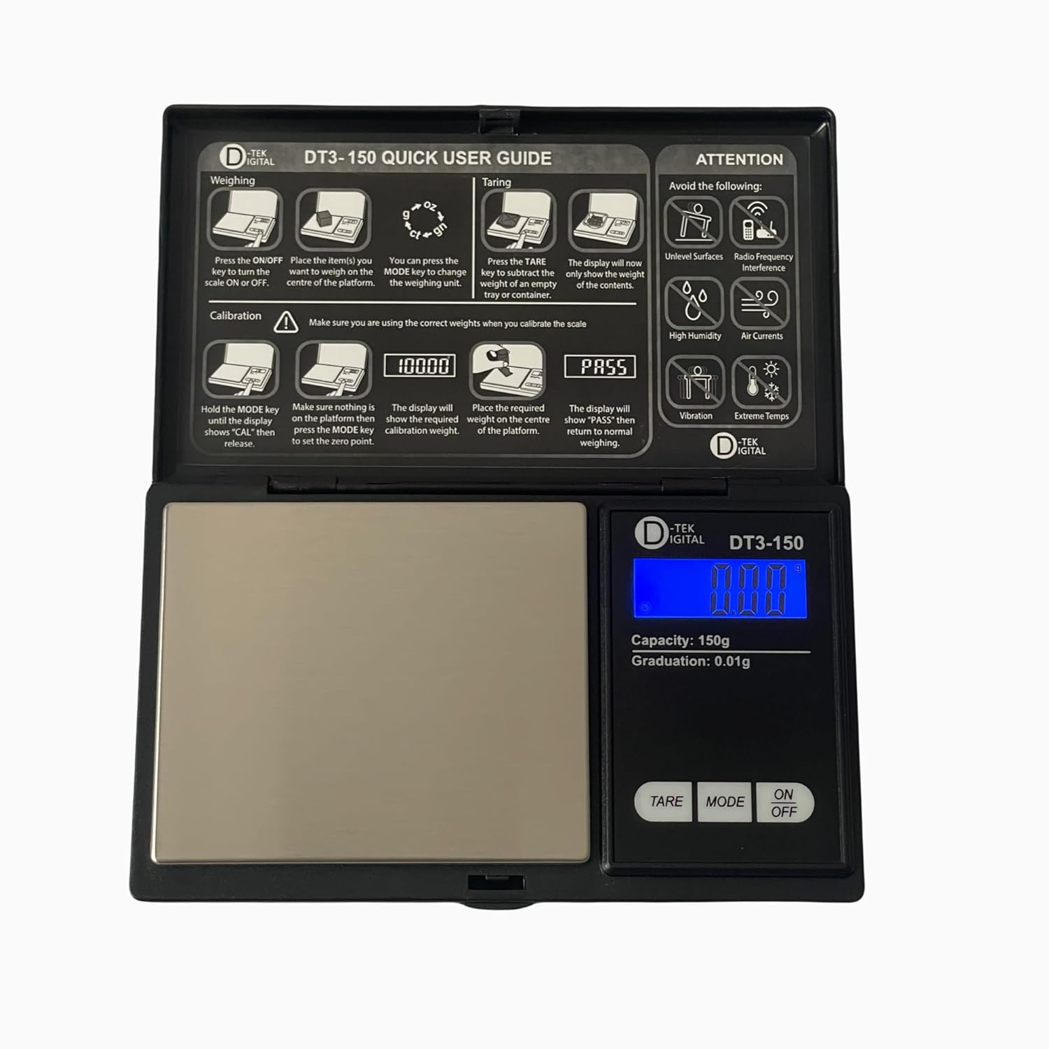 Great Choice Products Digital Pocket Scale, 150G X 0.01G,Digital Grams Scale, Food Scale, Jewelry Scale Black, Kitchen Scale
