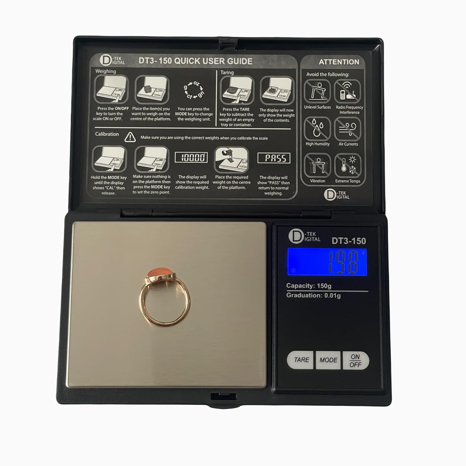 Great Choice Products Digital Pocket Scale, 150G X 0.01G,Digital Grams Scale, Food Scale, Jewelry Scale Black, Kitchen Scale