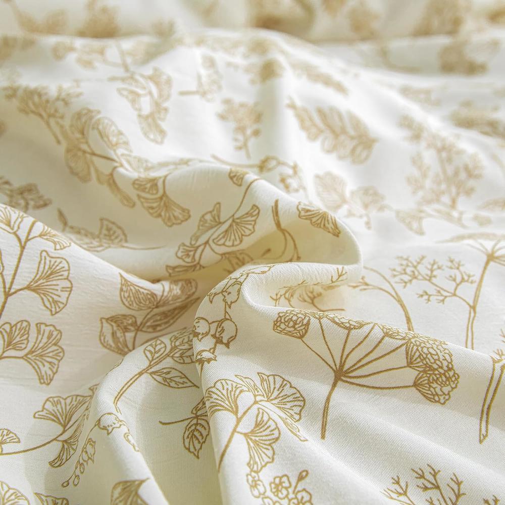Great Choice Products Ginger Yellow Bedding Comforter Set Floral Queen Comforter Set Brown Branches Flowers Leaves Botancial Bedding Set With …
