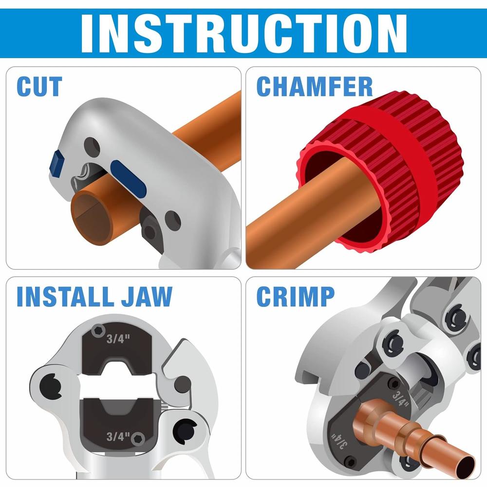 Great Choice Products Icrimp Iws-1632Af Copper Tubing Press Tool, Copper Crimping Tool For 1/2'', 3/4'', 1'' Viega Propress Copper Fittings