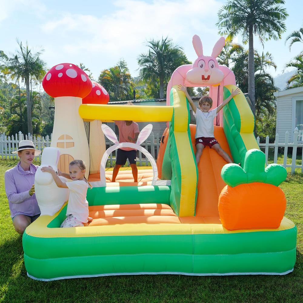 Great Choice Products Inflatable Bounce House With Slide, Bounce House For Kids Indoor Outdoor, Bouncy House With Blower, Bunny Theme Bounce H…