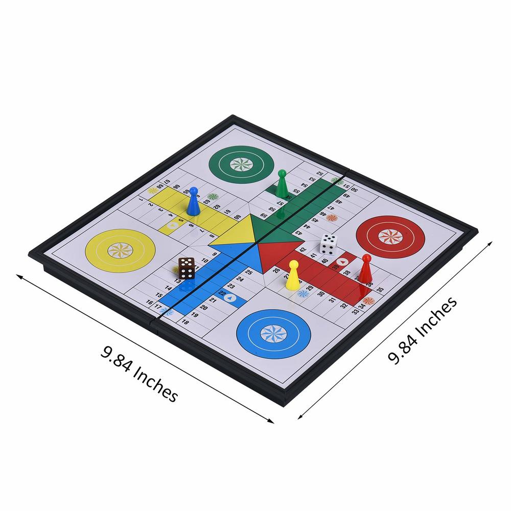 Great Choice Products Magnetic Ludo Board Game Set With Folding Board Classic Travel Games For Kids And Adults