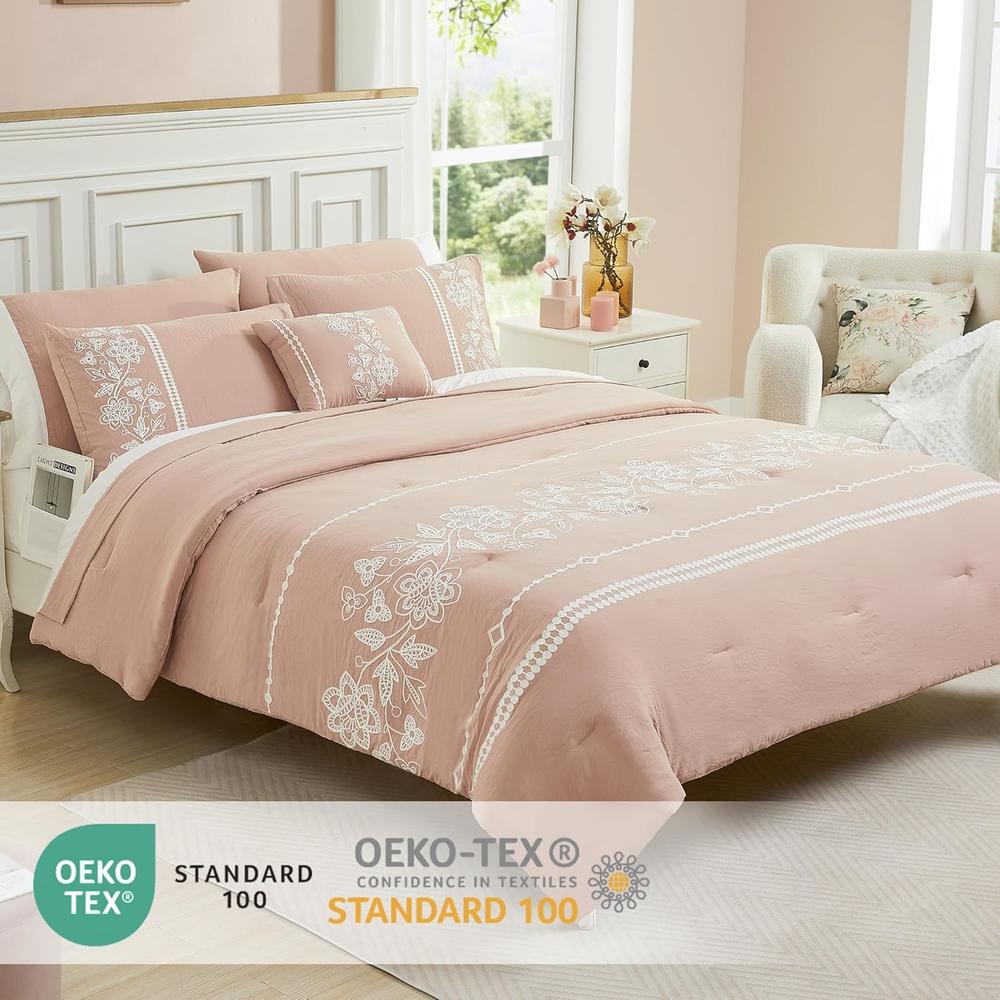 Great Choice Products Maireve Blush Pink Comforter Set Queen 7 Piece great-choice-products-maireve-blush-pink-comforter-set-queen-7-piece