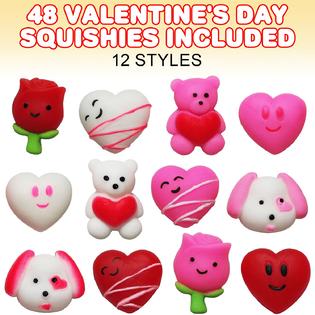 Great Choice Products Mini Valentines Day Squishy Toys, Set Of 48, Valentines  Gifts For Kids In