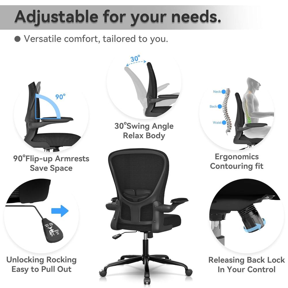 Great Choice Products Office Chair,Ergonomic Office Chair,Breathable Mesh Desk Chair, Lumbar Support Computer Chair With Flip-Up Armrests, Exe…