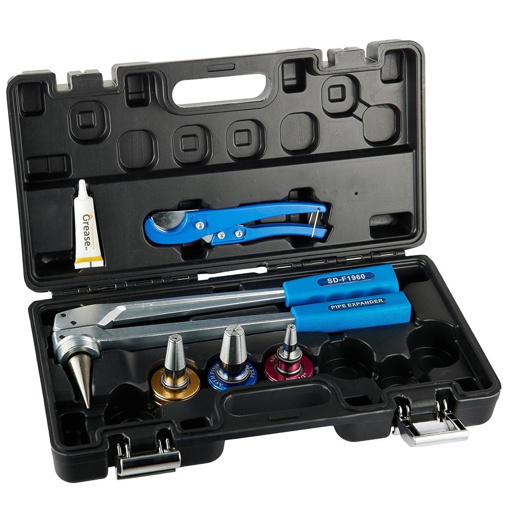 Great Choice Products Pex Pipe A Expansion Tool Kit Astm F1960 With 1/2 Inch 3/4 Inch 1 Inch Expander Heads