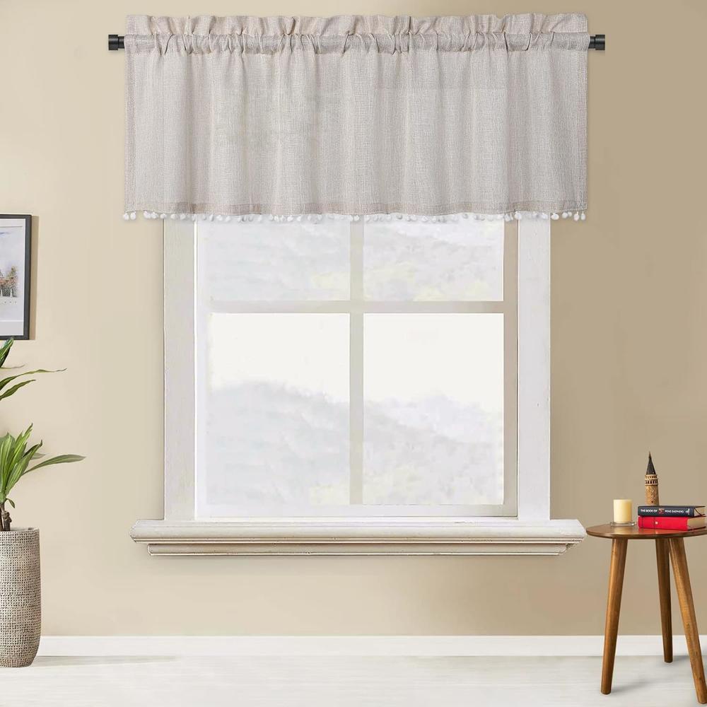 Great Choice Products Semi Sheer Window Valance Linen Textured Window ...