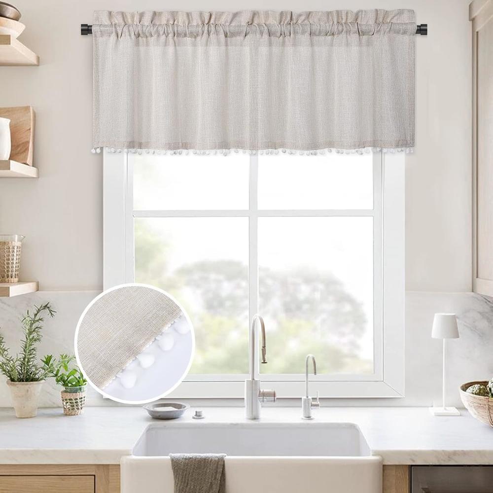 Great Choice Products Semi Sheer Window Valance Linen Textured Window ...
