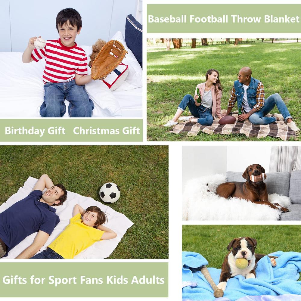 Great Choice Products Soft Football Blanket Baseball Blanket Warm Cozy Throw Blanket Lightweight Home Blankets Bed Sofa, Blanket For Kids And …
