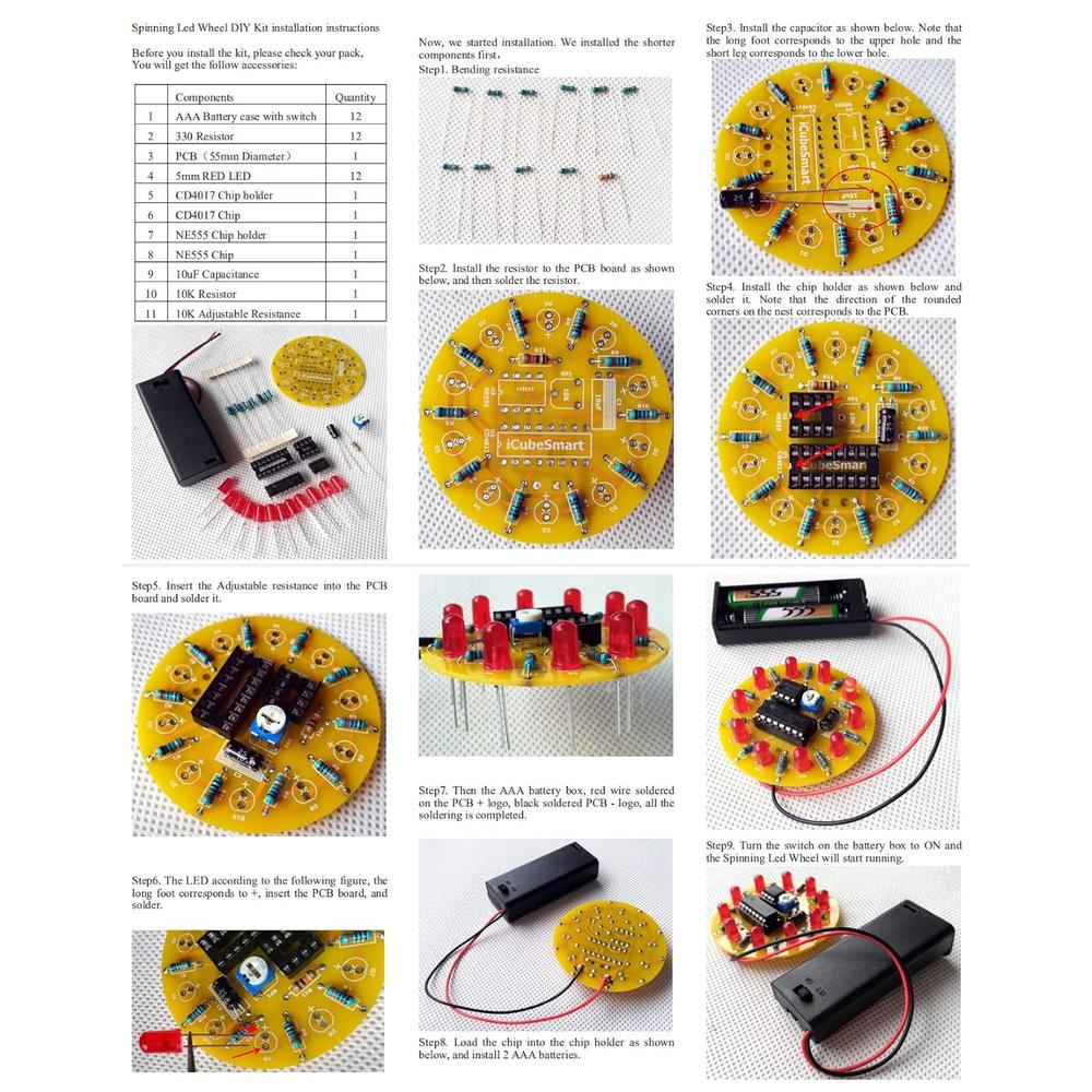 Great Choice Products Spinning Led Wheel Electronic Diy Soldering Kits ...
