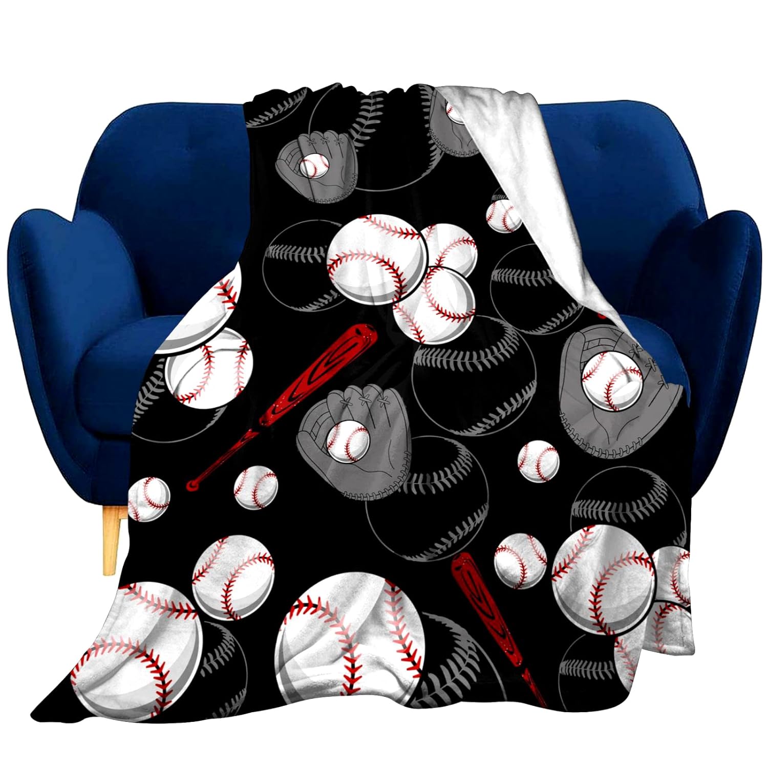Great Choice Products Super Soft Soccer Blanket Lightweight Cozy 3D Printed Flannel Baseball Basketball Throw Blankets For Sport Fans Kids Adu…