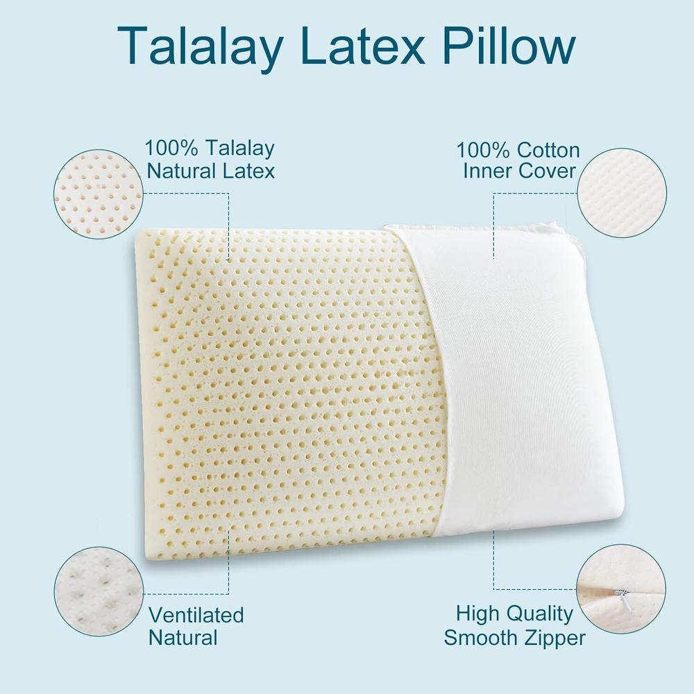 Great Choice Products Talalay Natural Latex Pillow Sleeping Bed Pillow, Extra Soft Standard Latex Pillow For Side, Back, And Stomach Sleepers,…