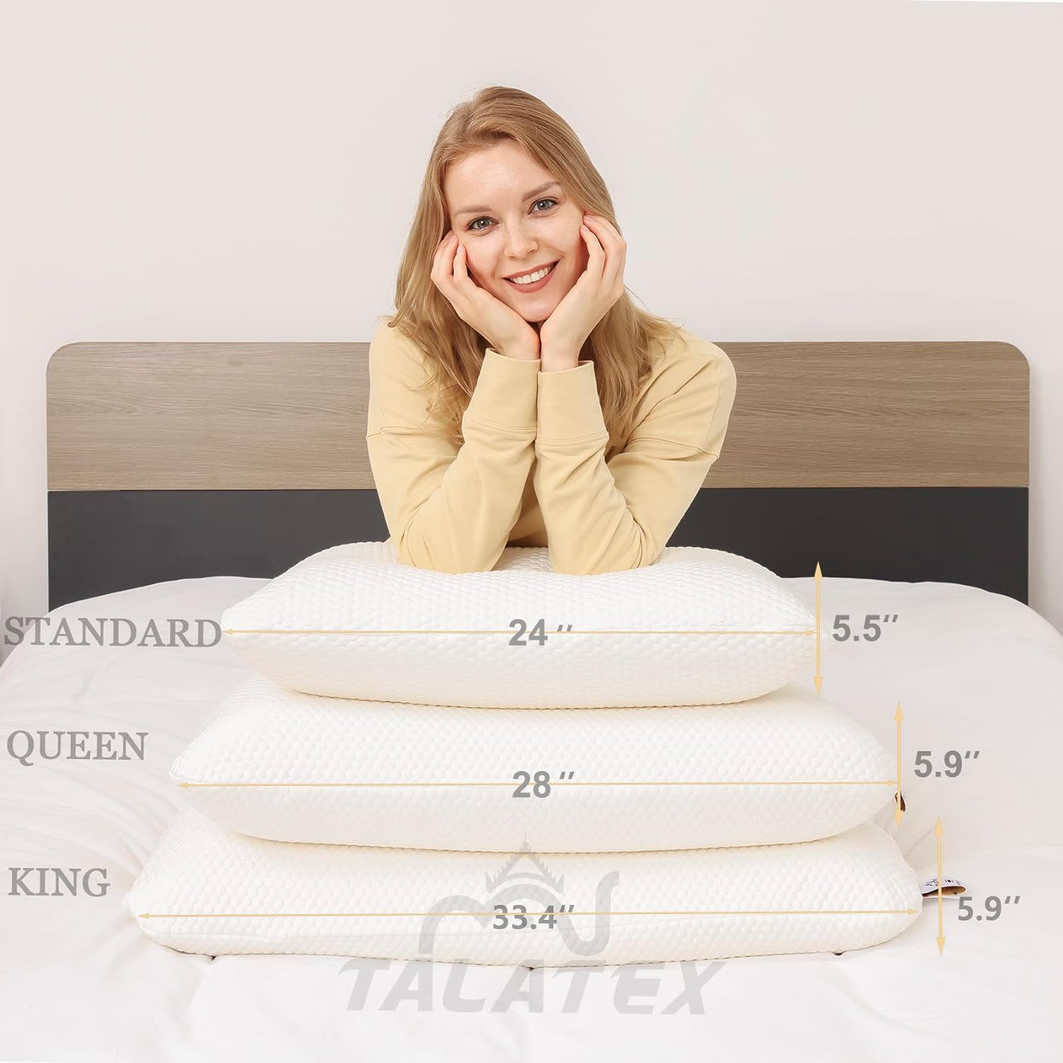 Great Choice Products Talatex Talalay 100% Natural Premium Latex Pillow, Helps Relieve Pressure, No Memory Foam Chemicals, Perfect Package Bes…