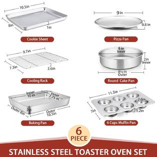 Great Choice Products Toaster Oven Bakeware Set, 6-Piece Stainless