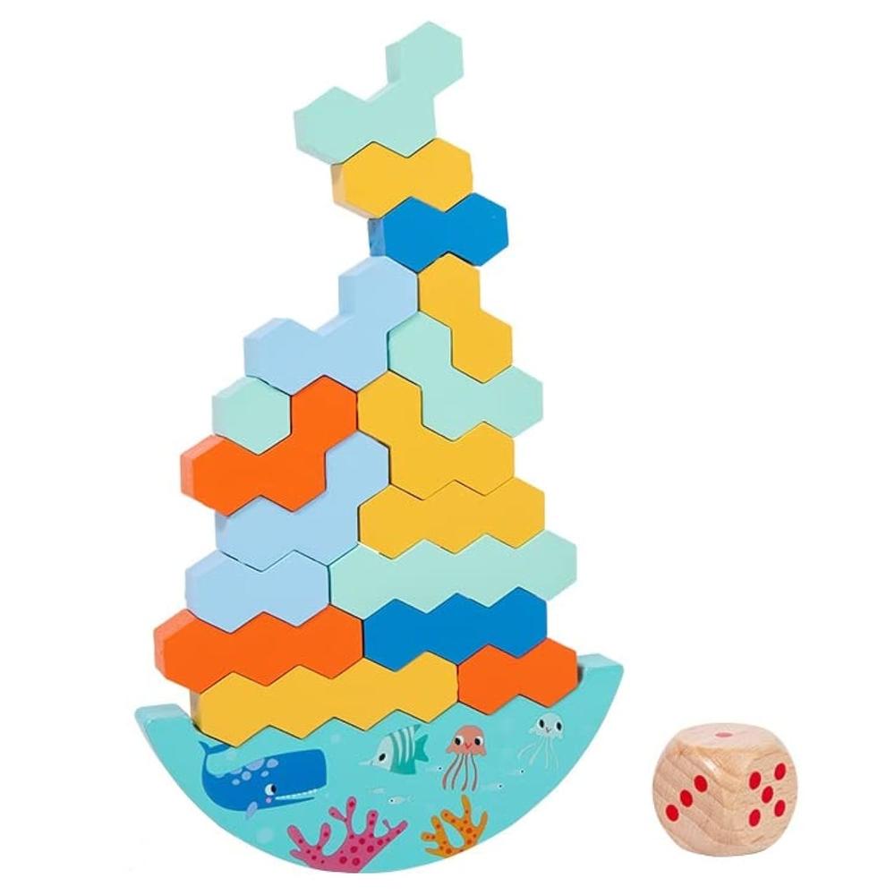 Great Choice Products Tower Balance Game Stacking Wooden Blocks Puzzle ...